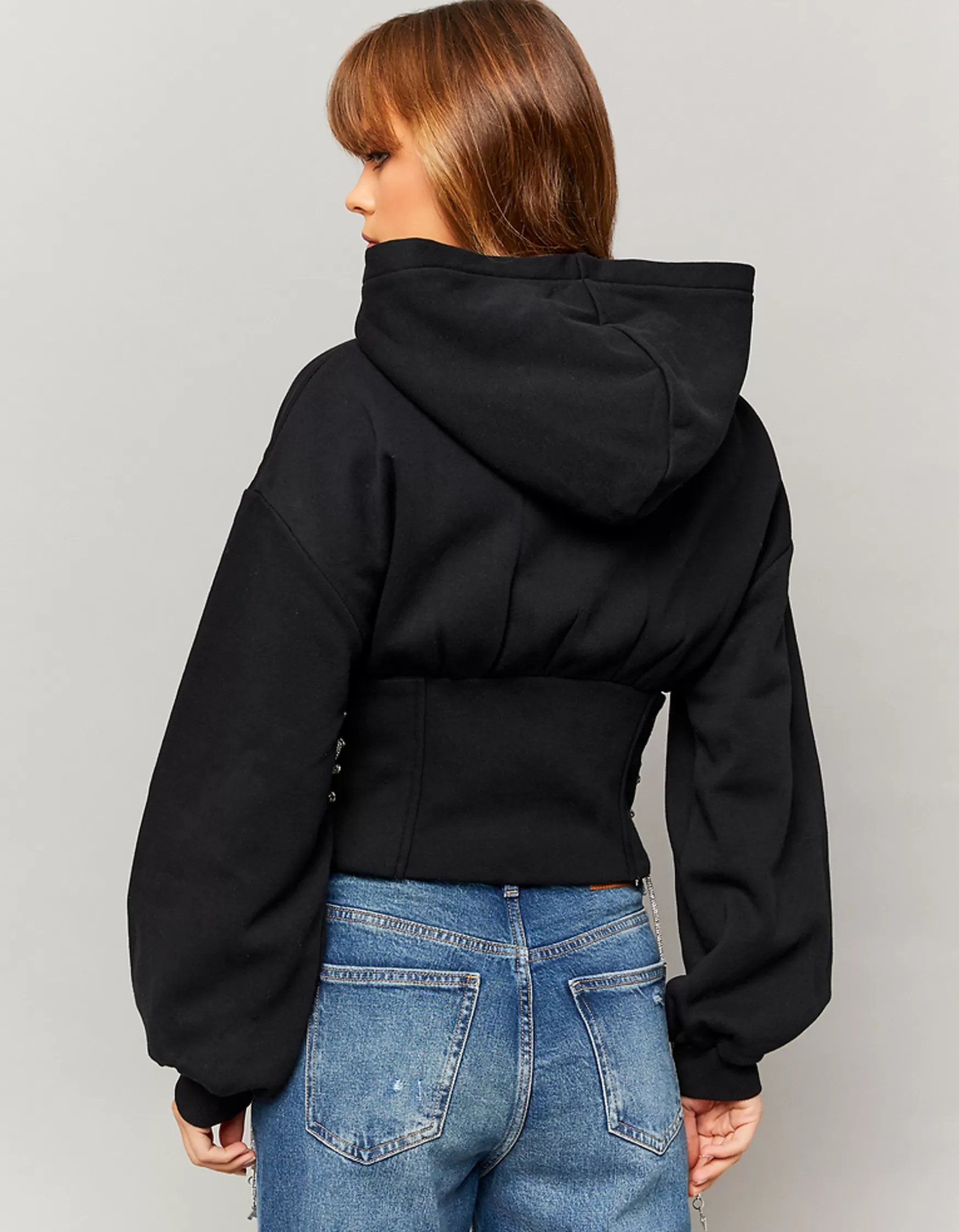 Outlet Sweat à capuche ajusté avec cordons en strass Sweats & Hoodies