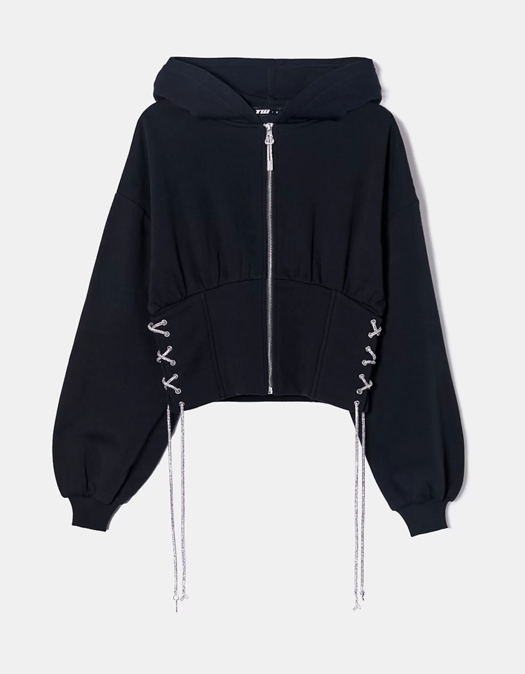 Outlet Sweat à capuche ajusté avec cordons en strass Sweats & Hoodies
