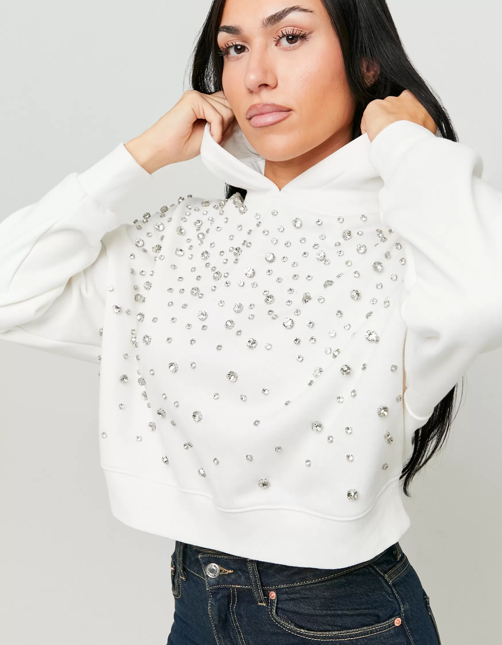 Fashion Sweat à Capuche avec Strass Sweats & Hoodies