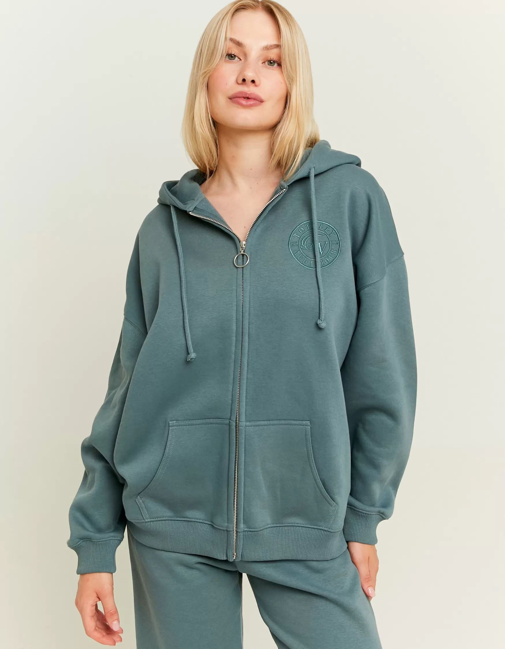 Cheap Sweat à Capuche avec Broderie et Zip Sweats & Hoodies