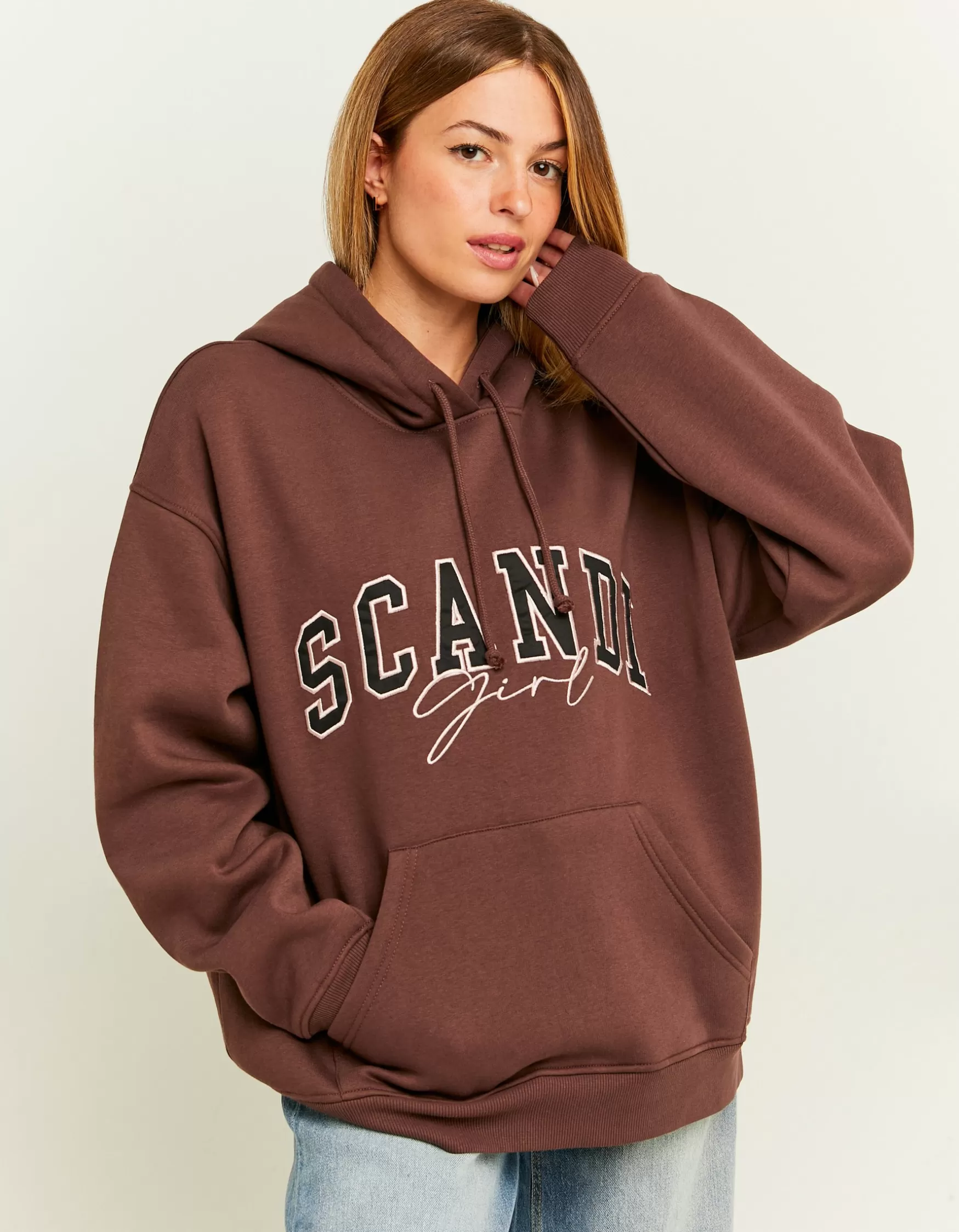 Discount Sweat Brun Oversize avec Imprimé Sweats & Hoodies