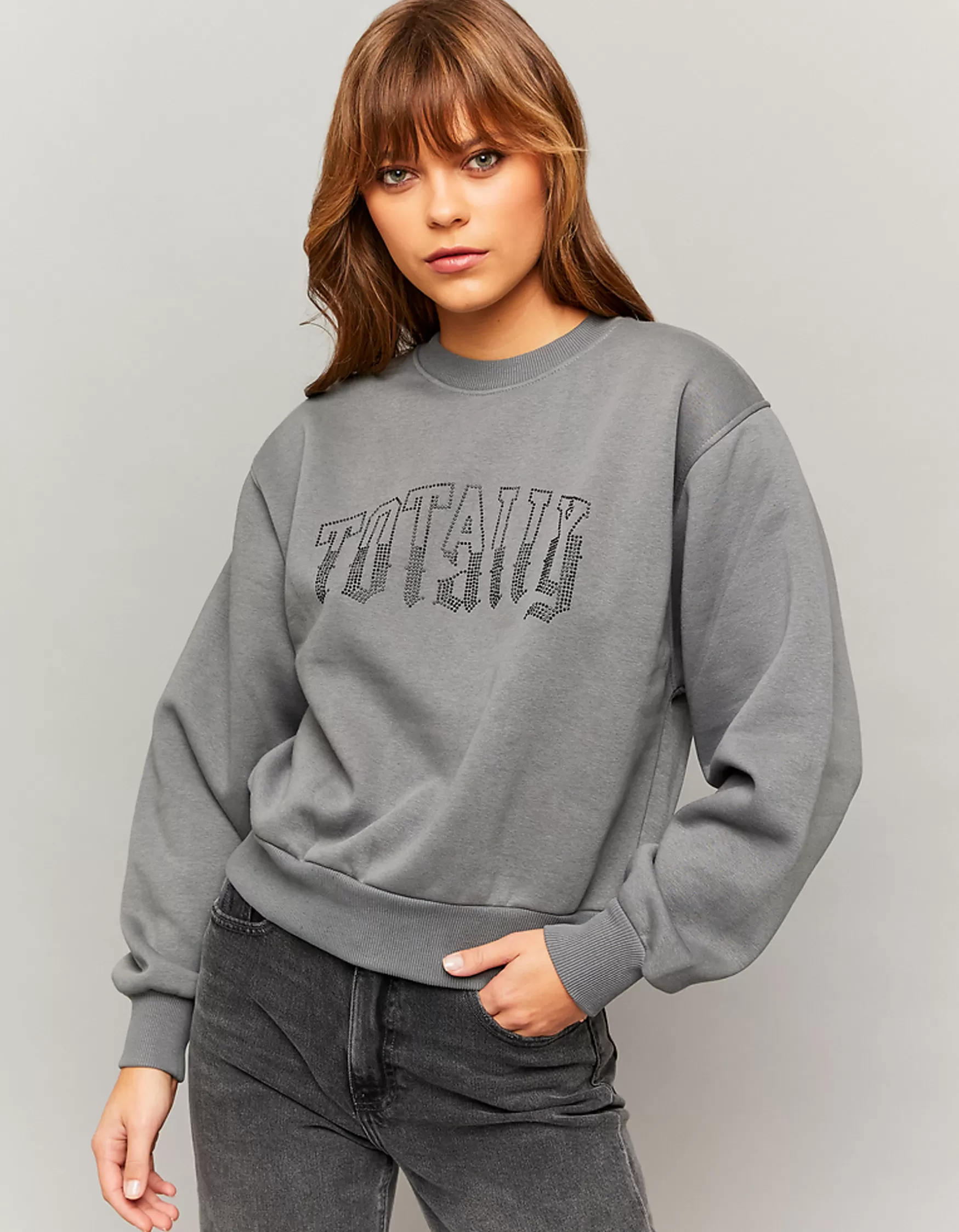 Cheap Sweat imprimé oversize avec strass Sweats & Hoodies