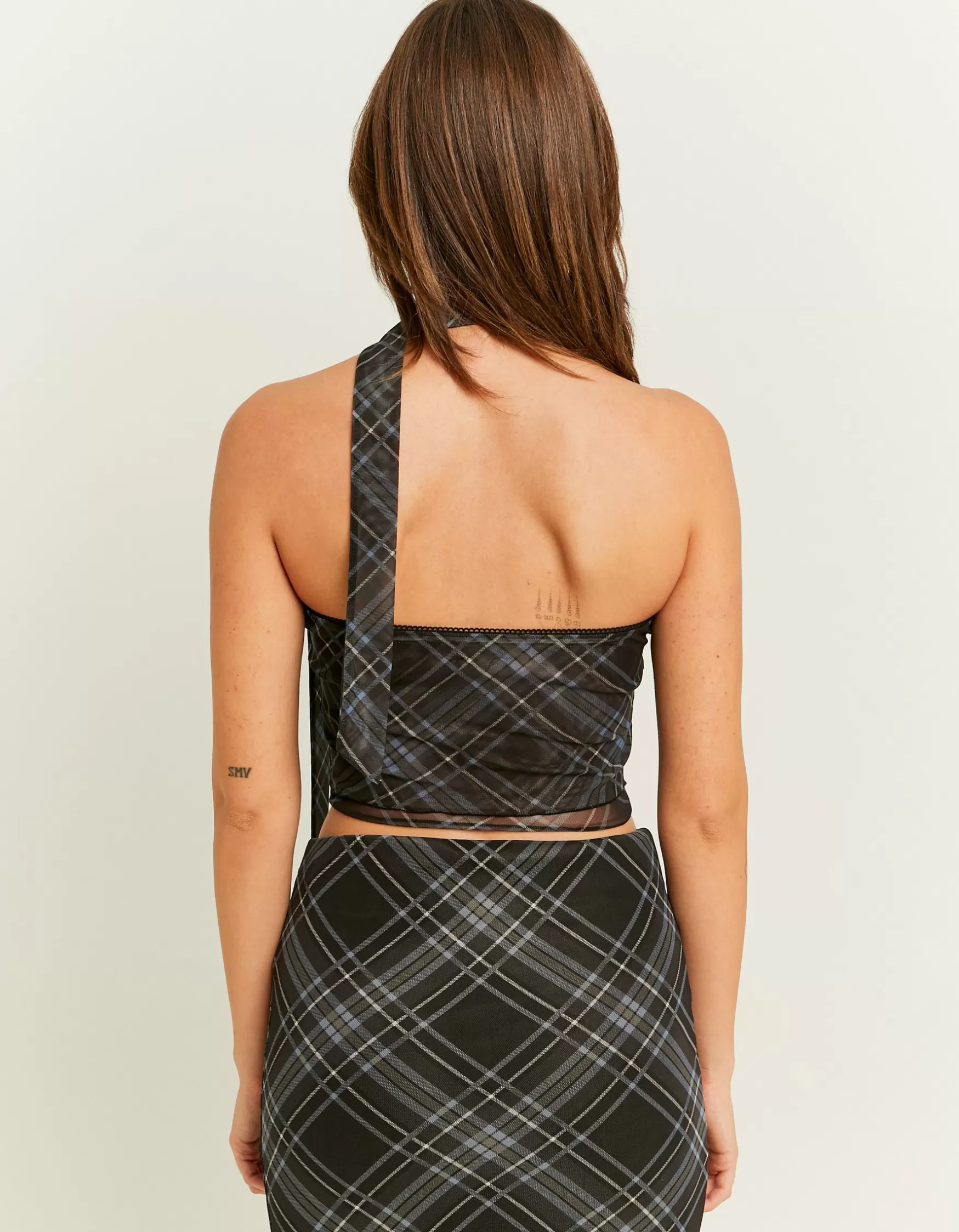 Fashion Top Bandeau à Carreaux avec Foulard Tops | Total Look