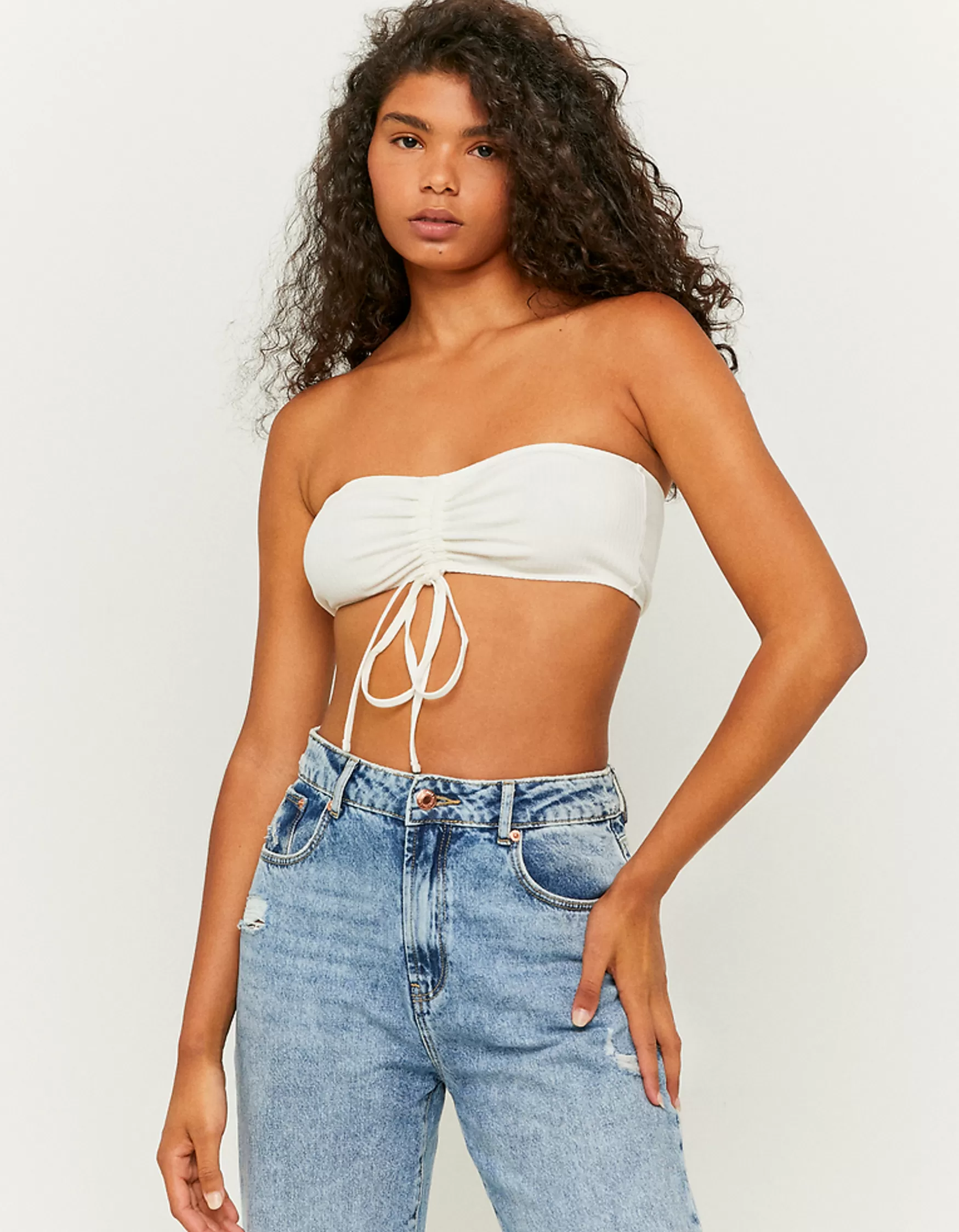 Cheap Top Bandeau Froncé Tops