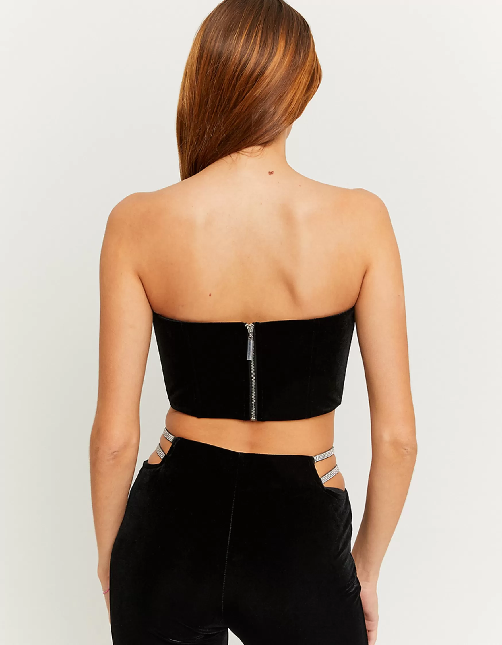 Hot Top Bustier en Velours avec Strass Tops