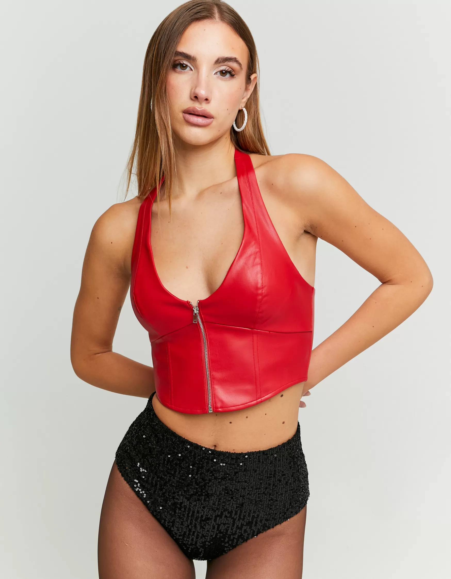 Cheap Top Corset en Similicuir Tops