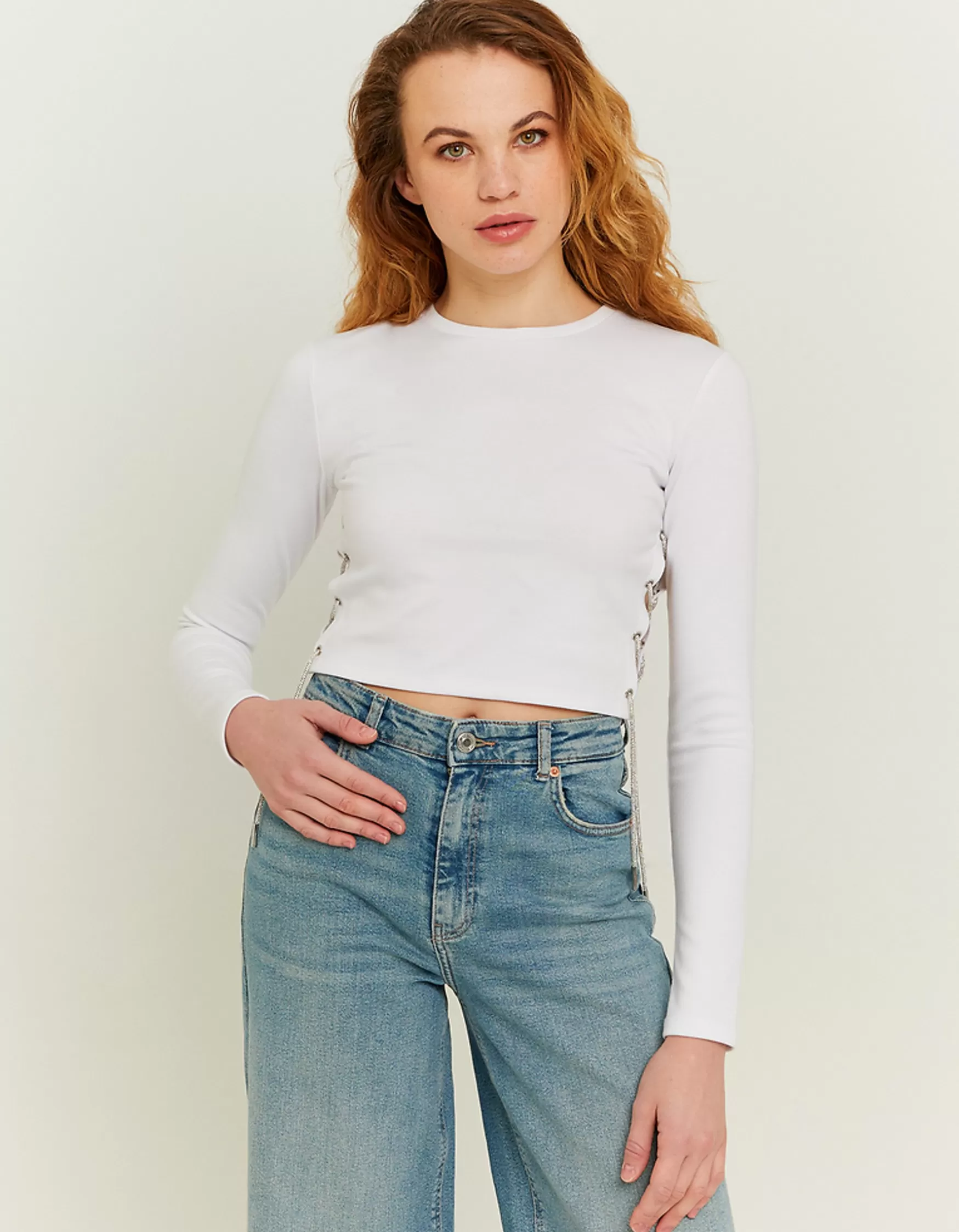 Outlet Top court avec chaîne en strass Tops