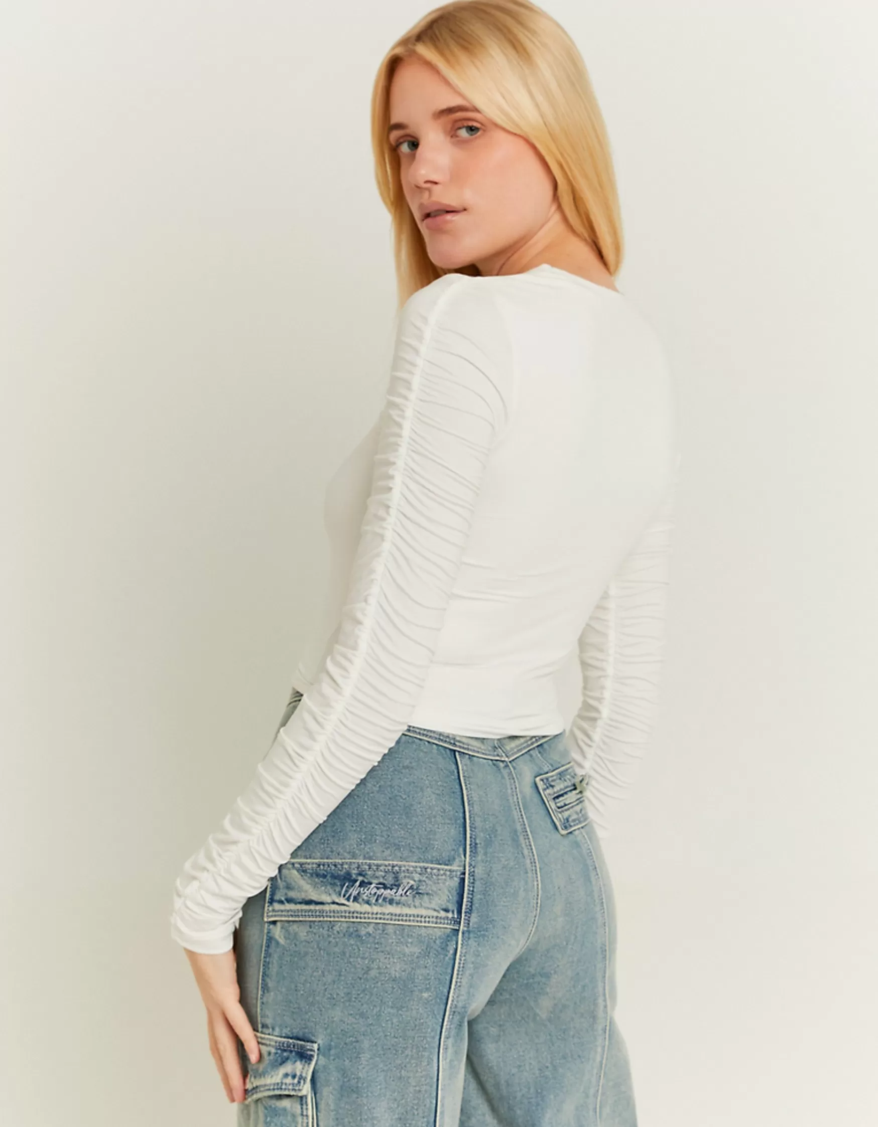 Cheap Top court avec détails fantaisie Tops