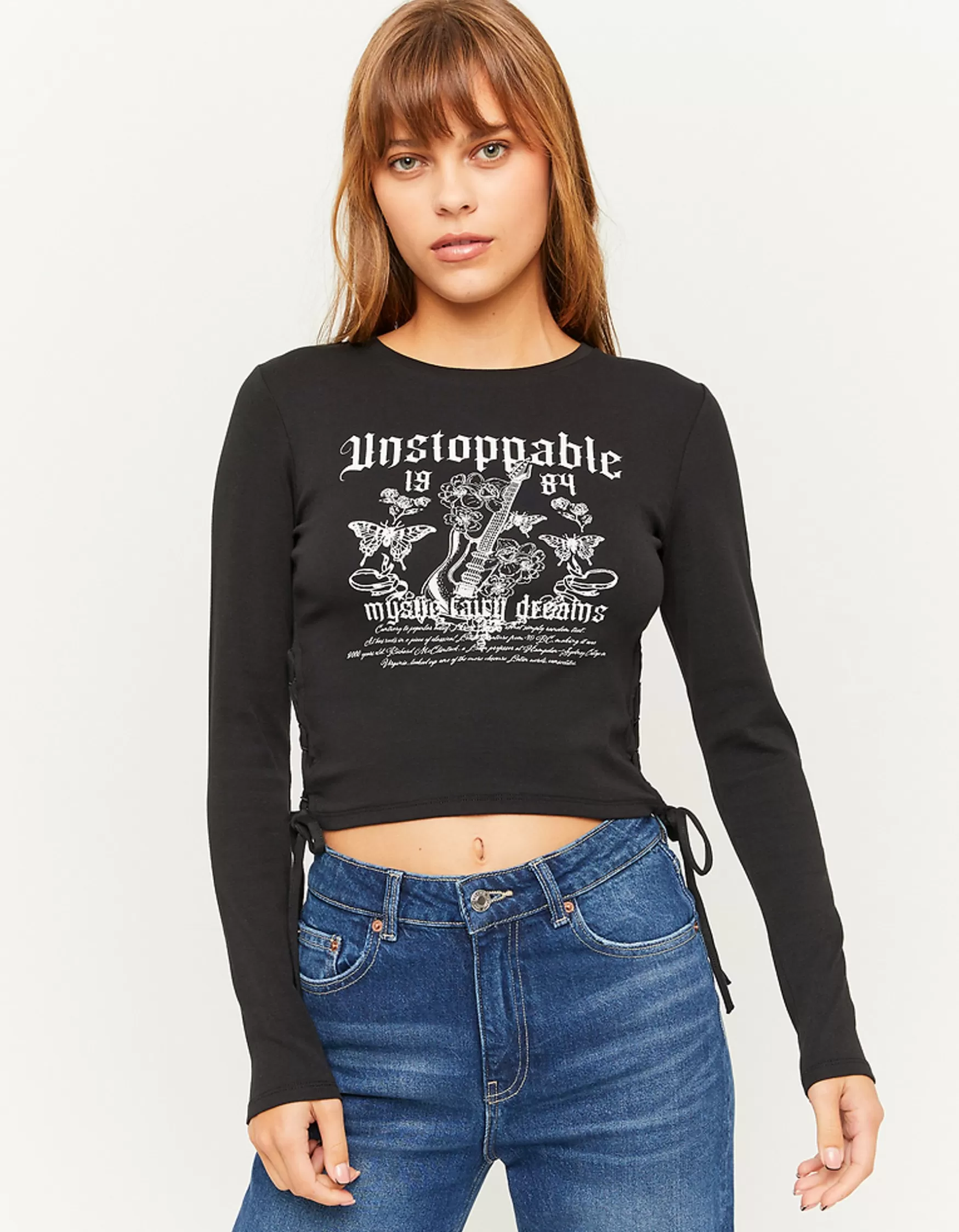 Clearance Top court avec laçage sur le côté T-Shirts Imprimés