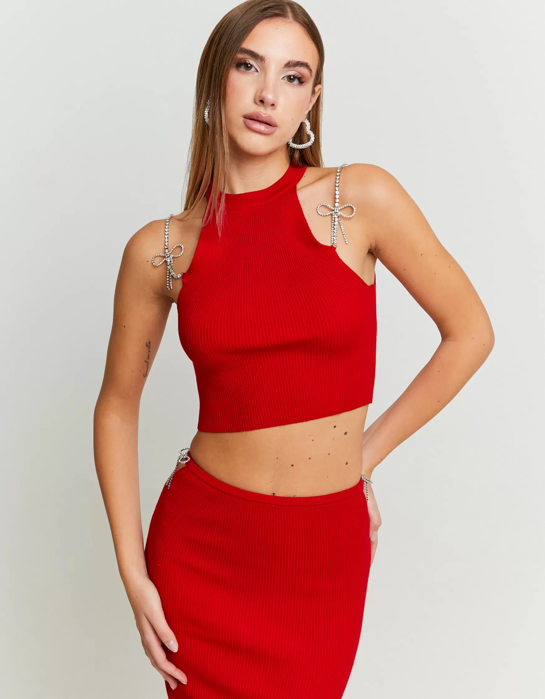 Flash Sale Top en Maille avec Bretelles en Strass Maille | Total Look