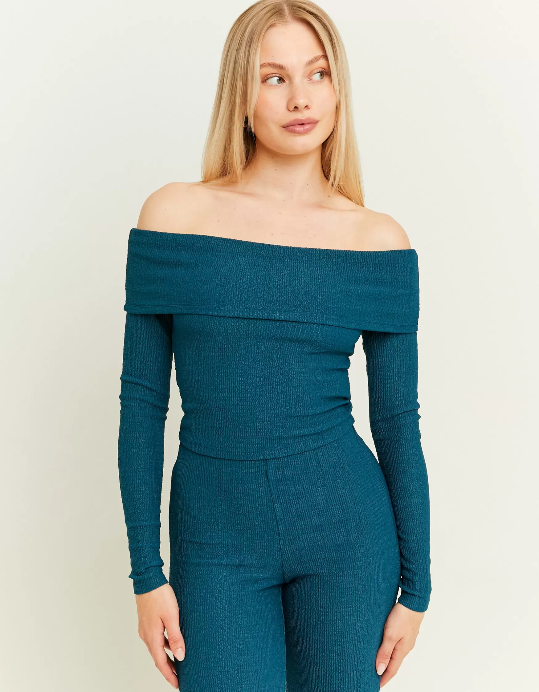 Hot Top Texturé Épaules Dénudées Tops | Total Look