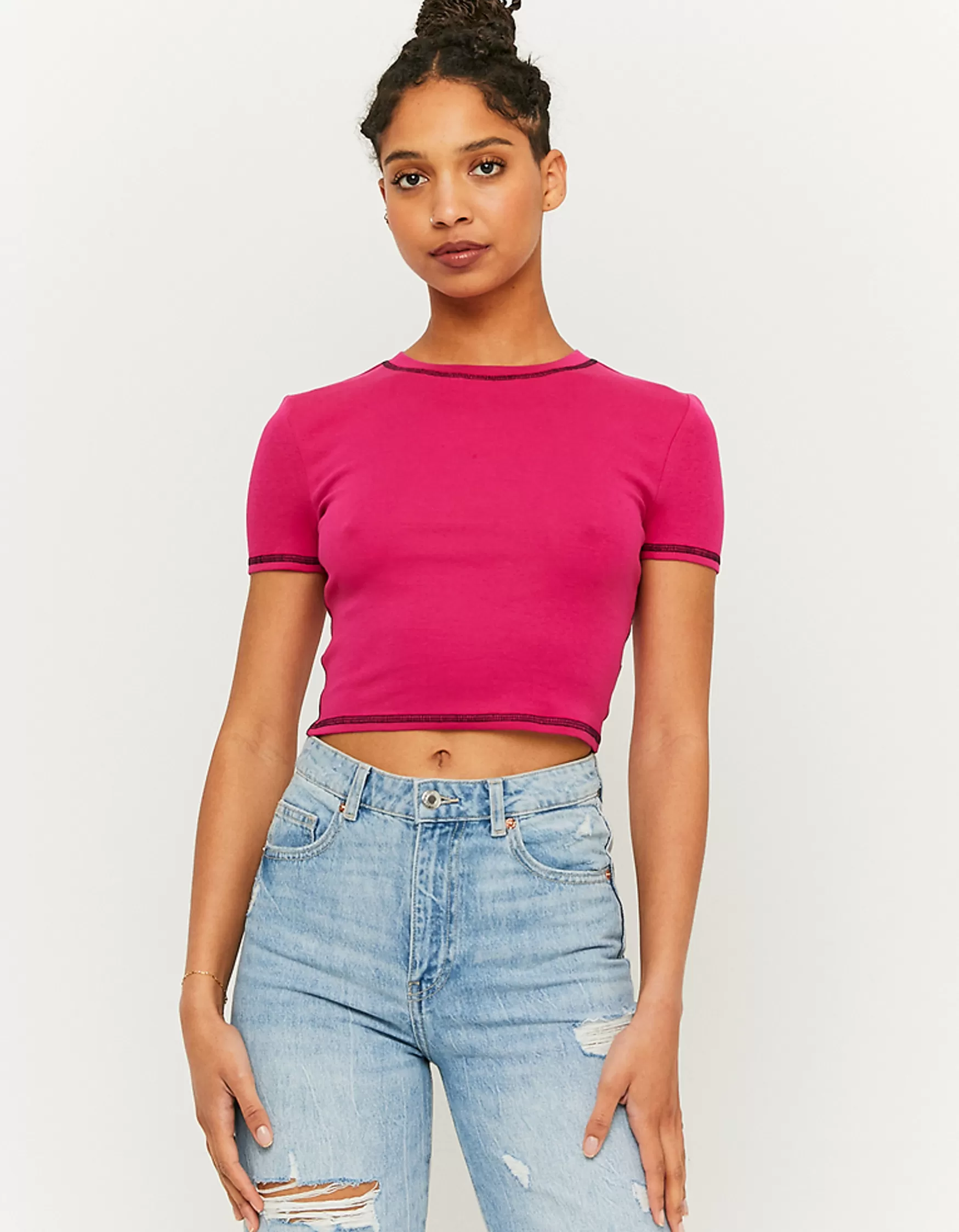 Store T-shirt avec surpiqûres contrastées T-Shirts Basiques