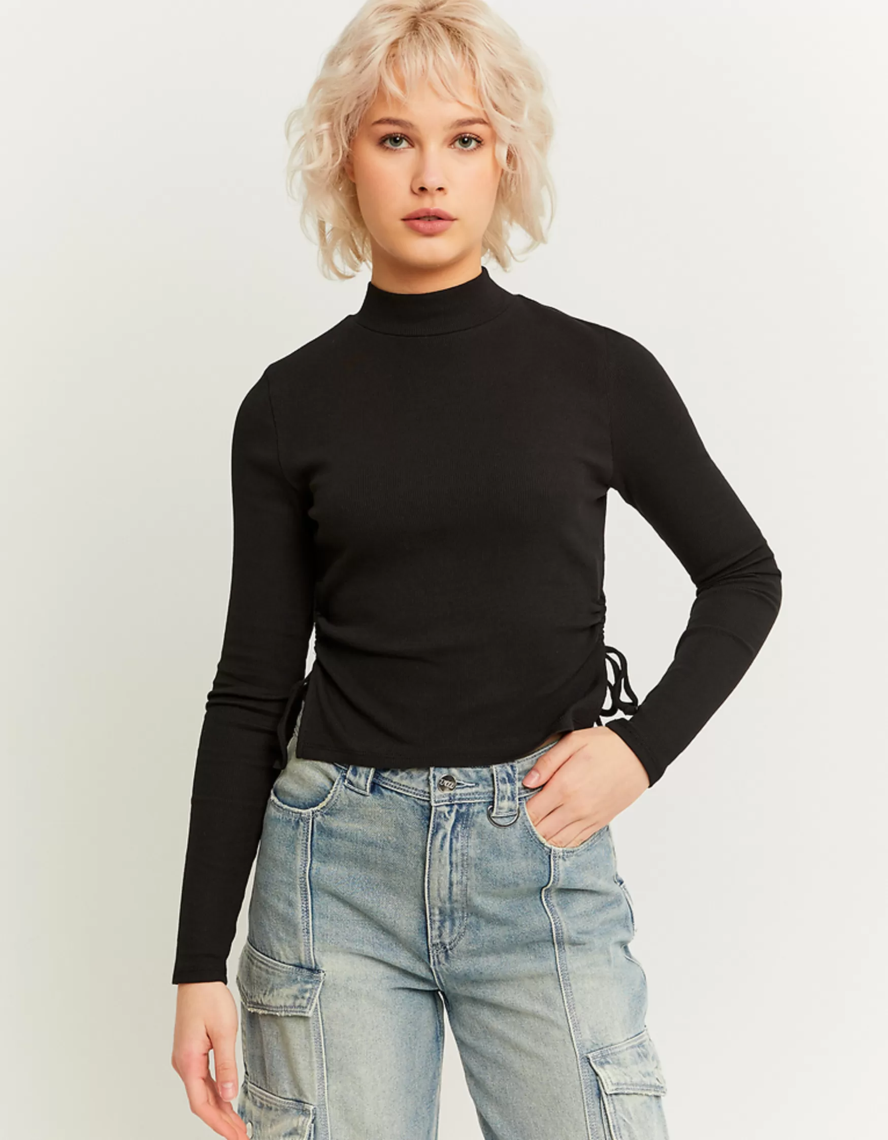 Discount T-Shirt Basique avec Laçage Froncé Latéral T-Shirts Basiques