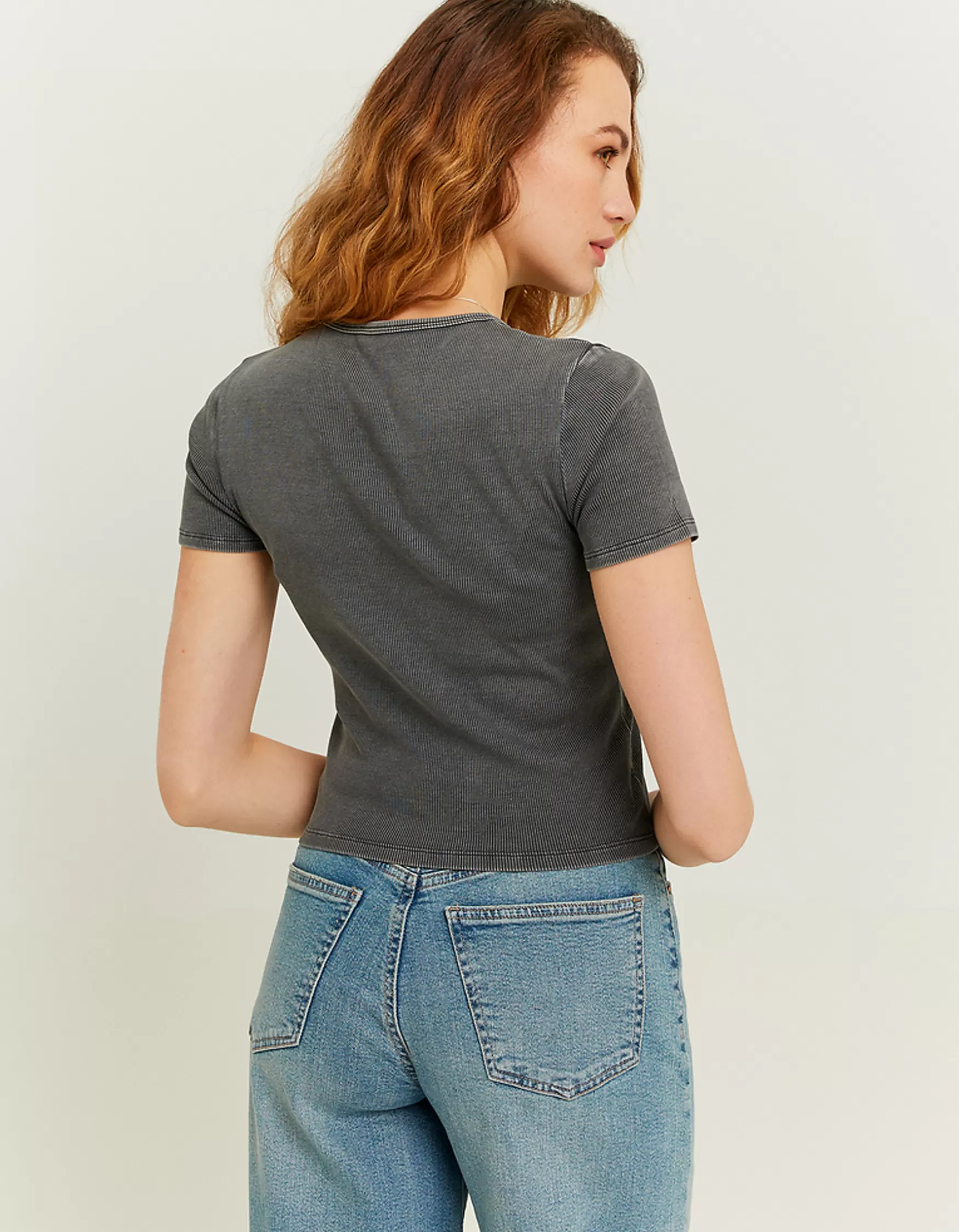Cheap T-shirt basique effet délavé acide gris T-Shirts Basiques