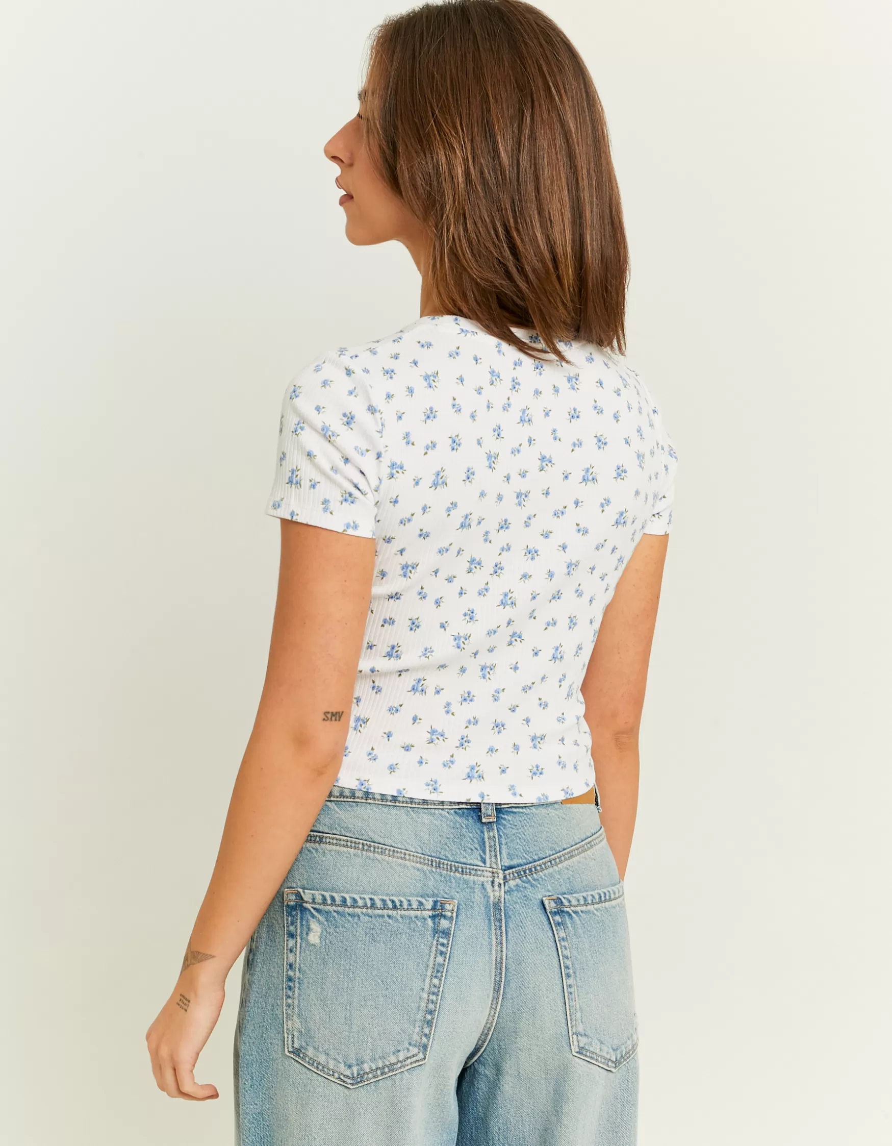 Outlet T-Shirt Court Basique Imprimé Floral T-Shirts Basiques