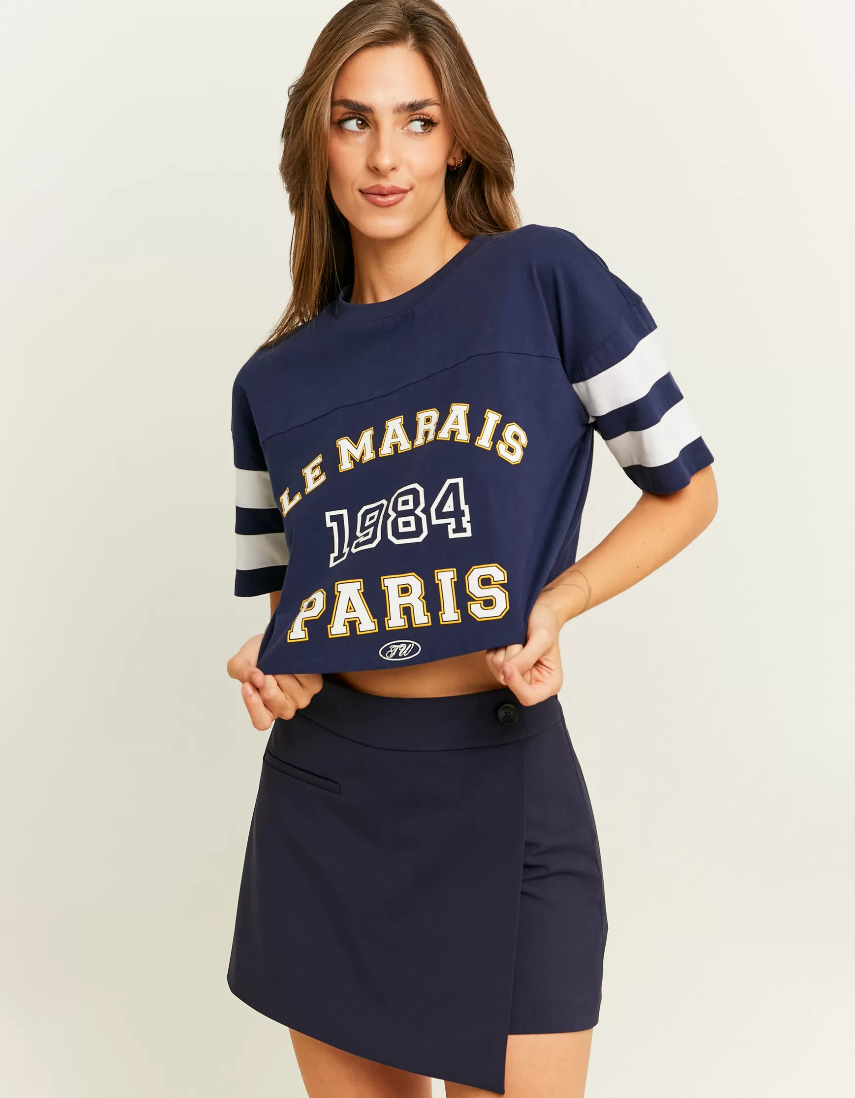 Clearance T-Shirt Court Style Universitaire T-Shirts Imprimés