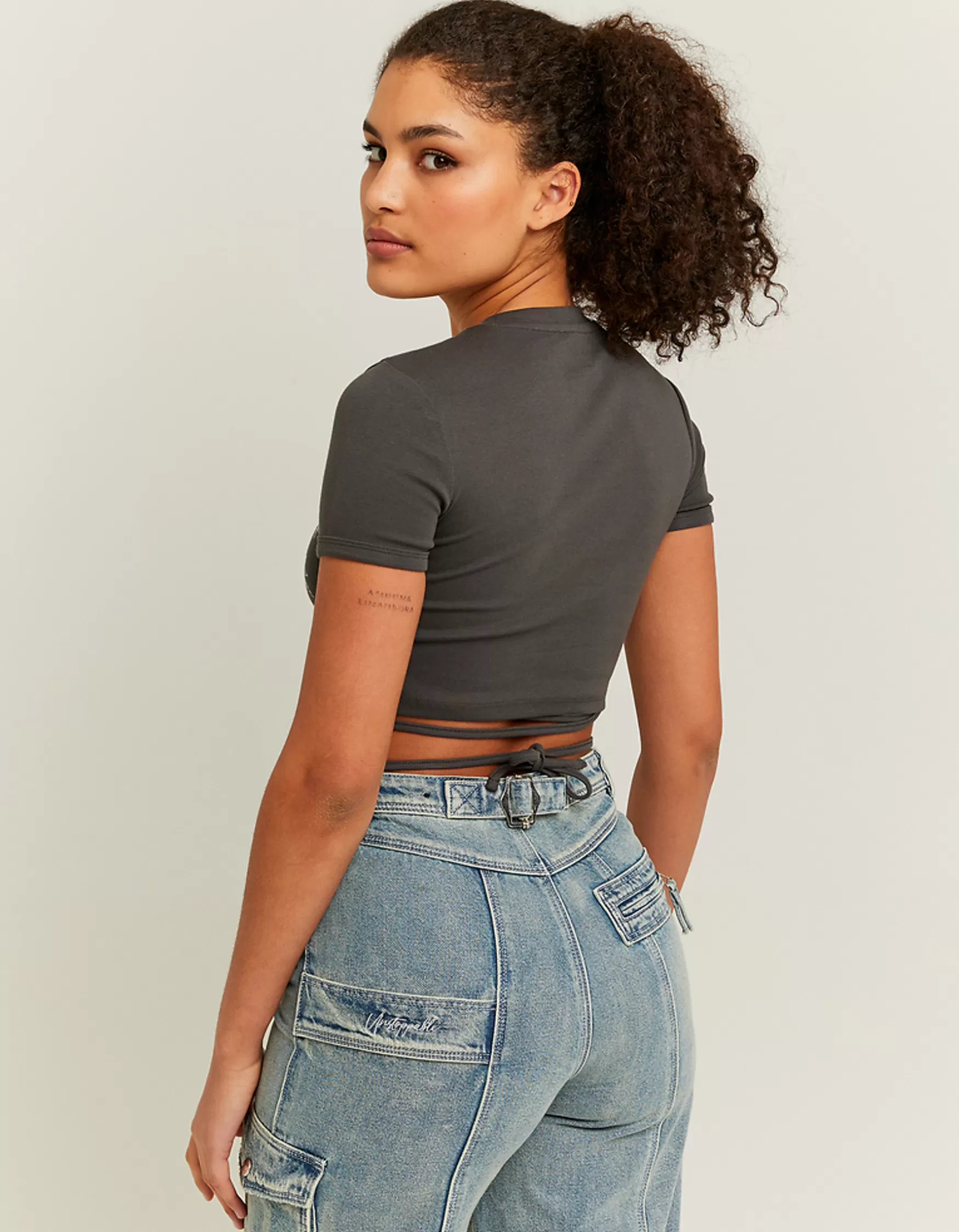 Best Sale T-shirt imprimé délavé a lacets T-Shirts Imprimés