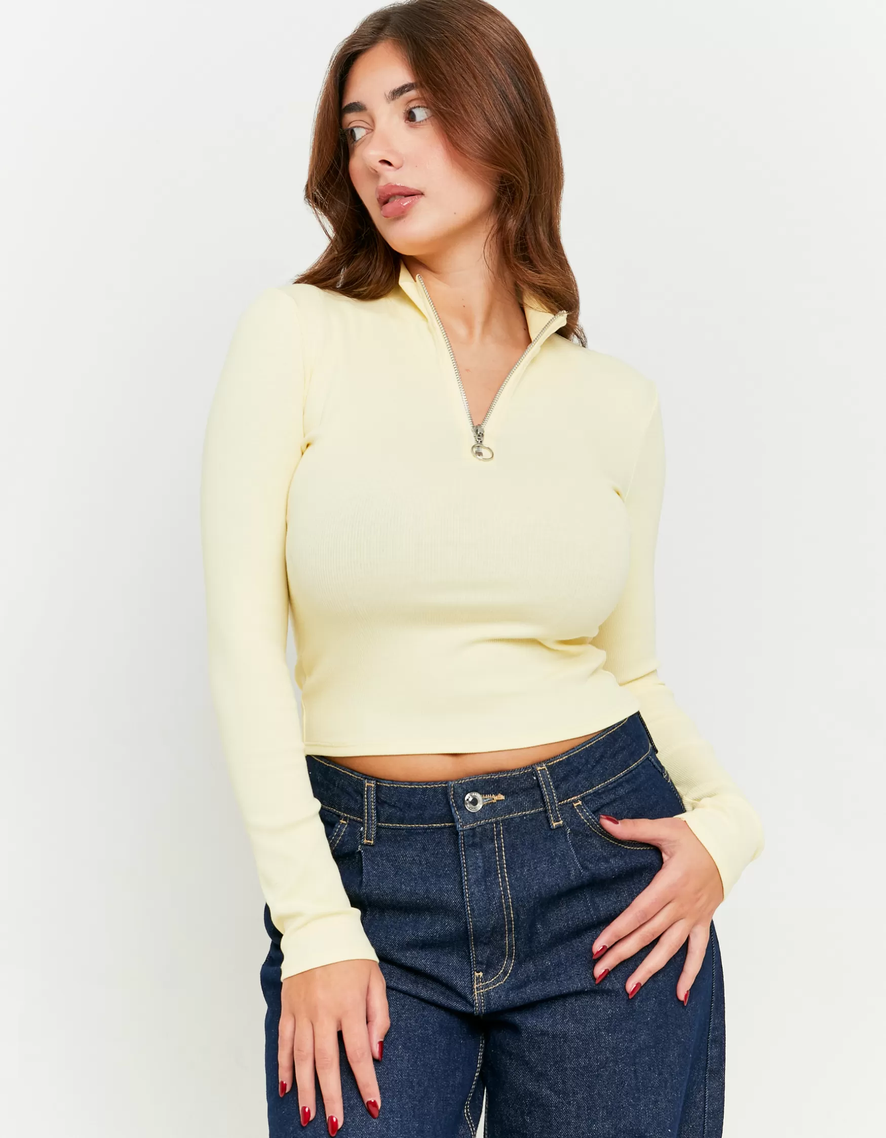 Sale T-Shirt Zippé Col Montant T-Shirts Basiques
