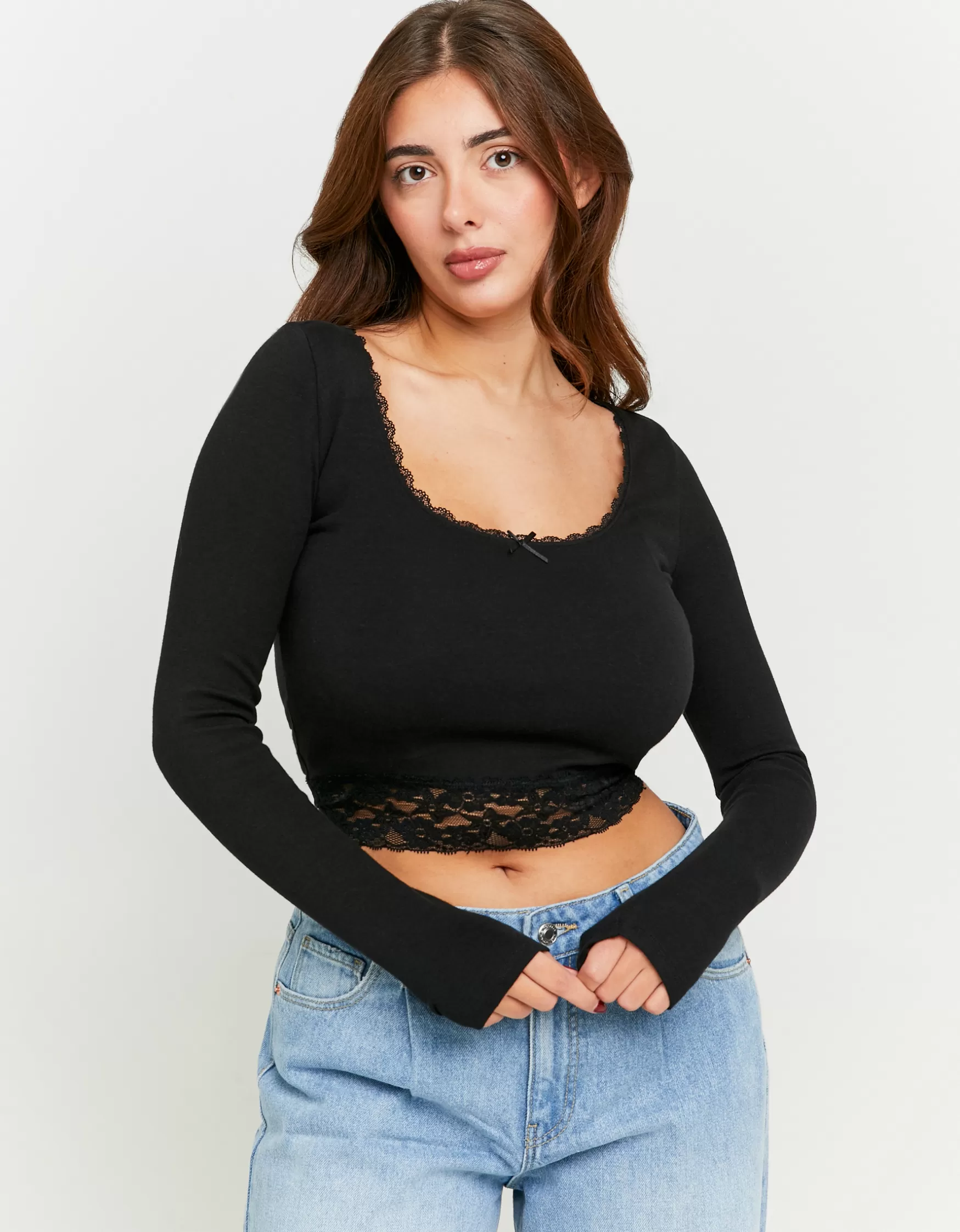 Online T-Shirt avec Détail Dentelle T-Shirts Basiques
