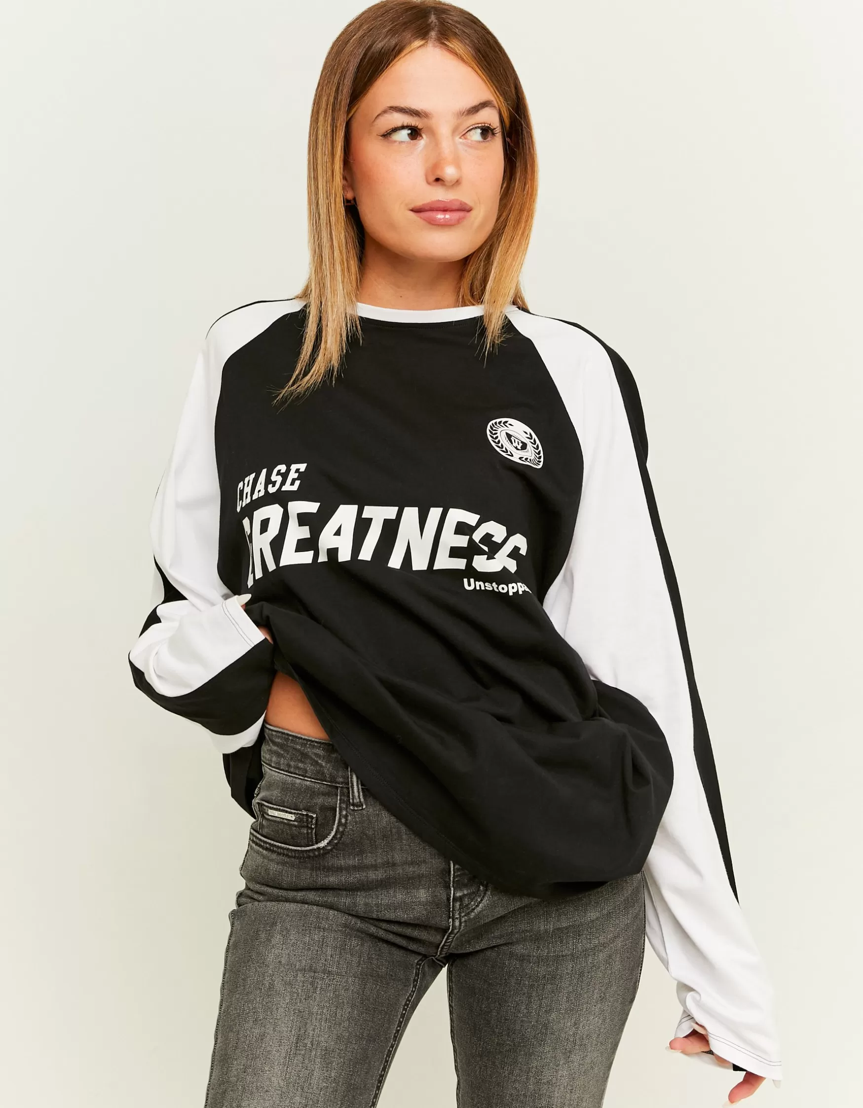 Store T-Shirt Imprimé et Manches Contrastantes T-Shirts Imprimés