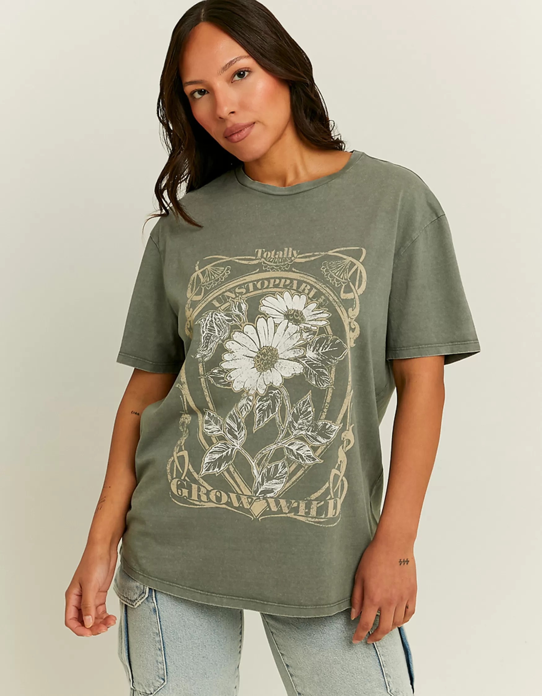 Best Sale T-Shirt Oversize Vert Imprimé T-Shirts Imprimés