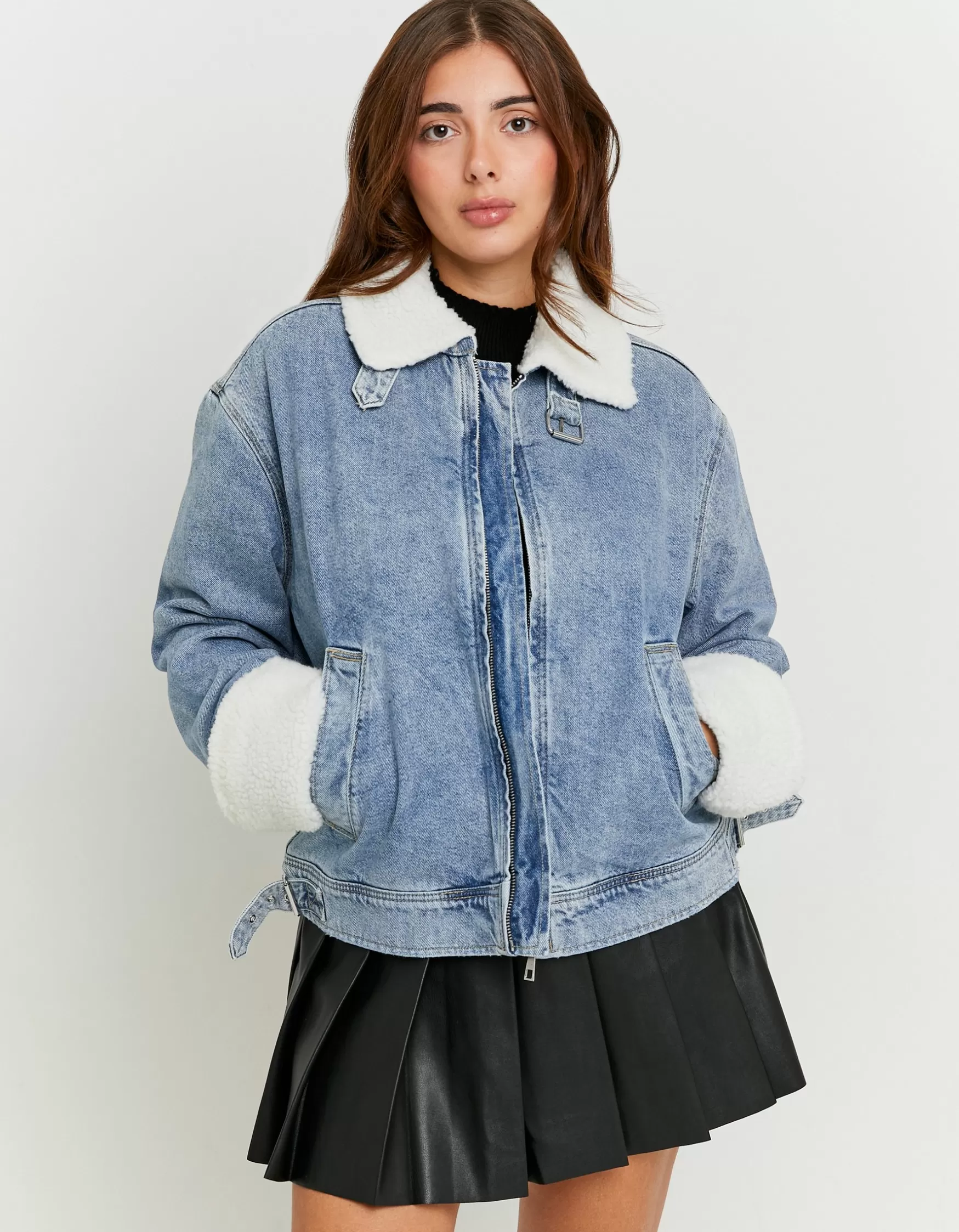 Outlet Veste en Jean avec Détail en Fourrure Mouton Vestes