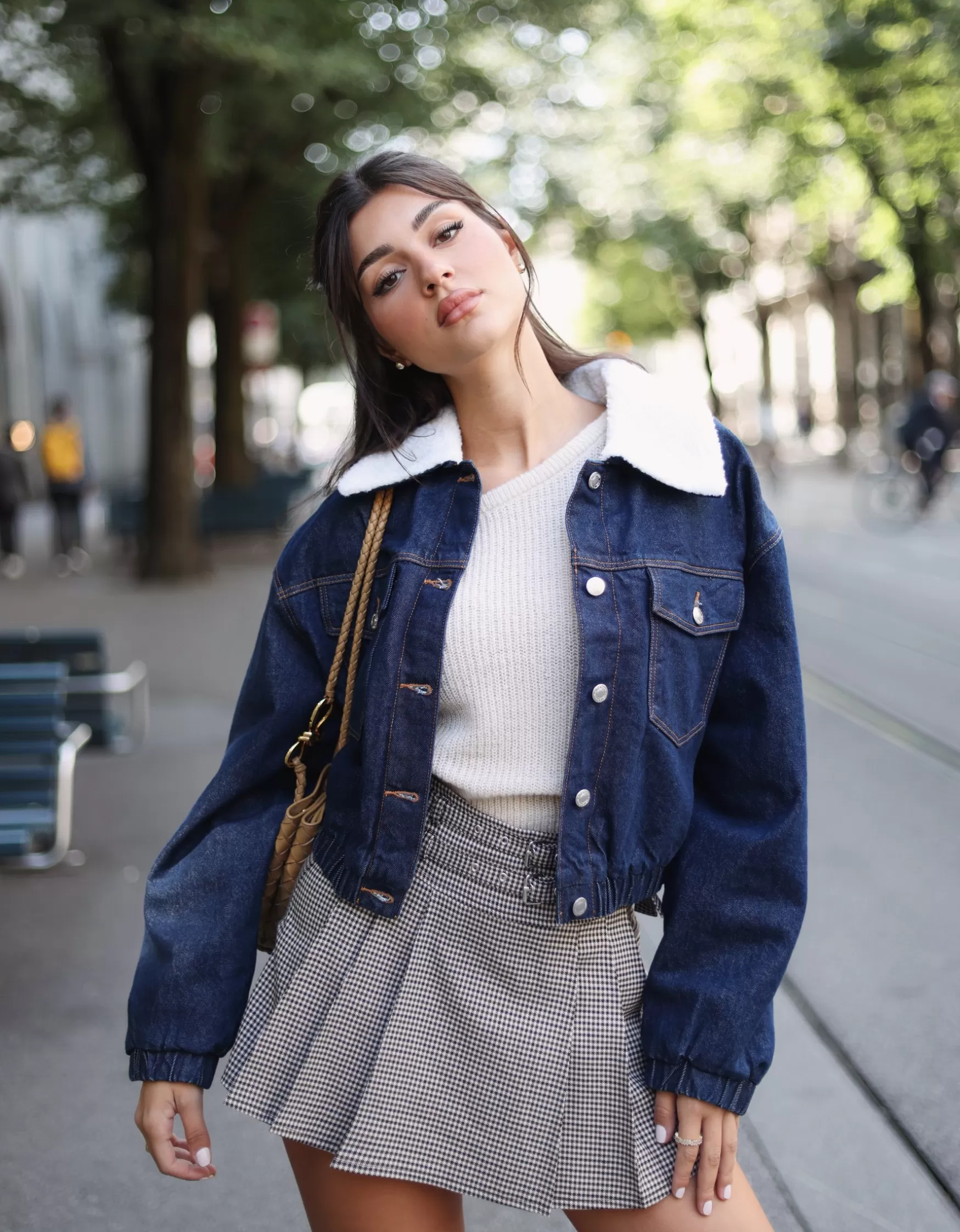 New Veste en Jean Brut avec Col en Fausse Fourrure Vestes