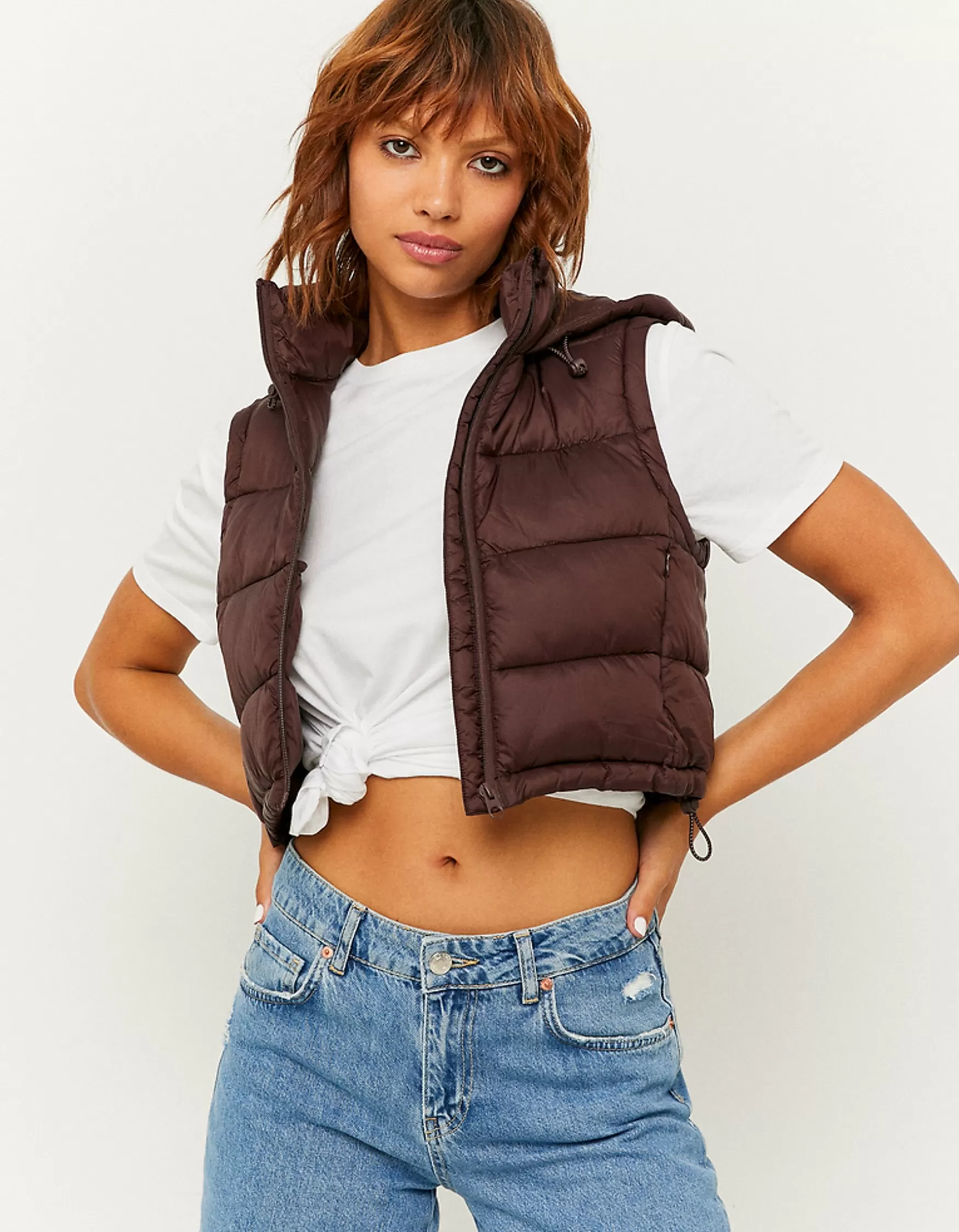 Shop Veste Sans Manches Brune Vestes