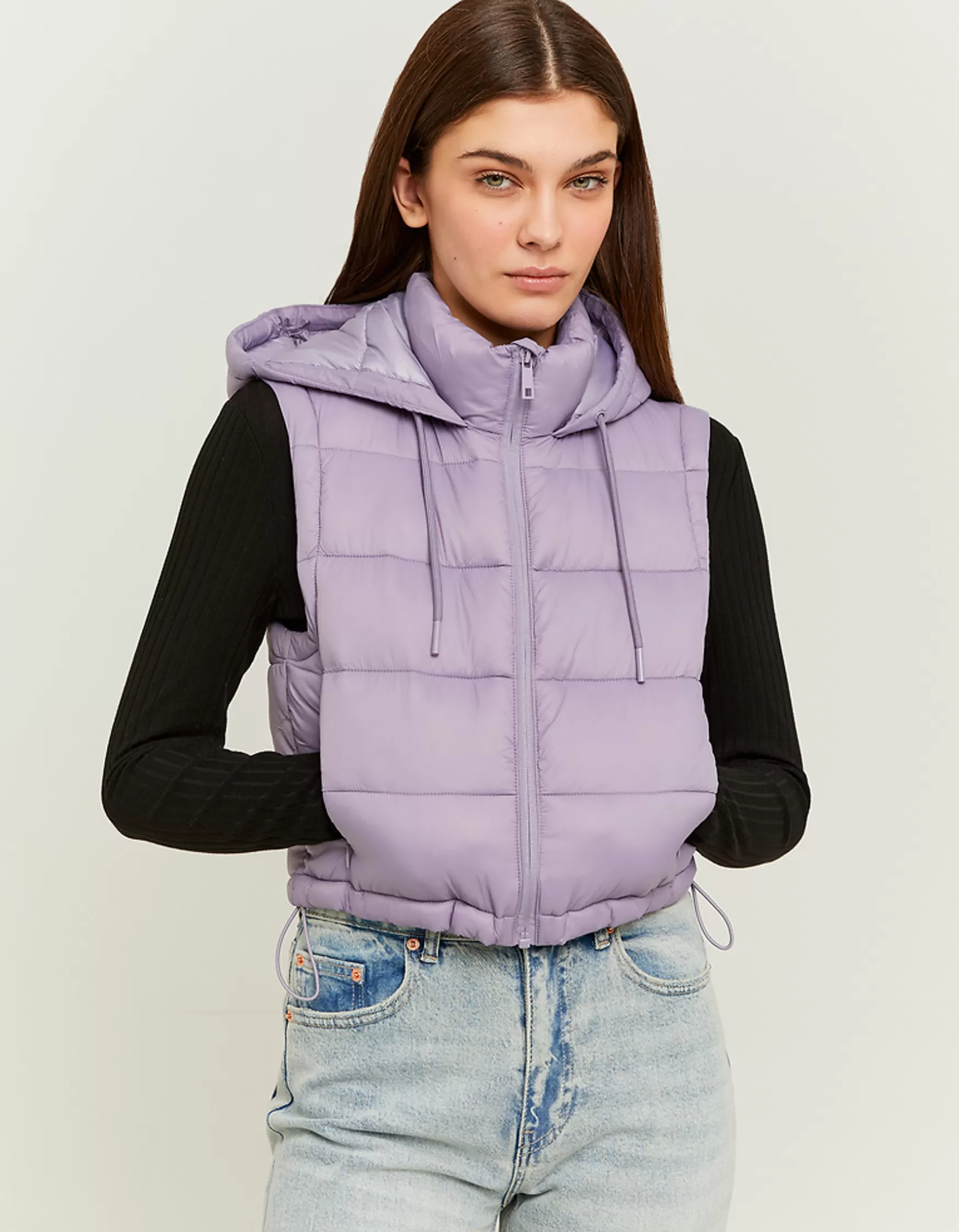Discount Veston matelassé court beige avec capuche Vestes