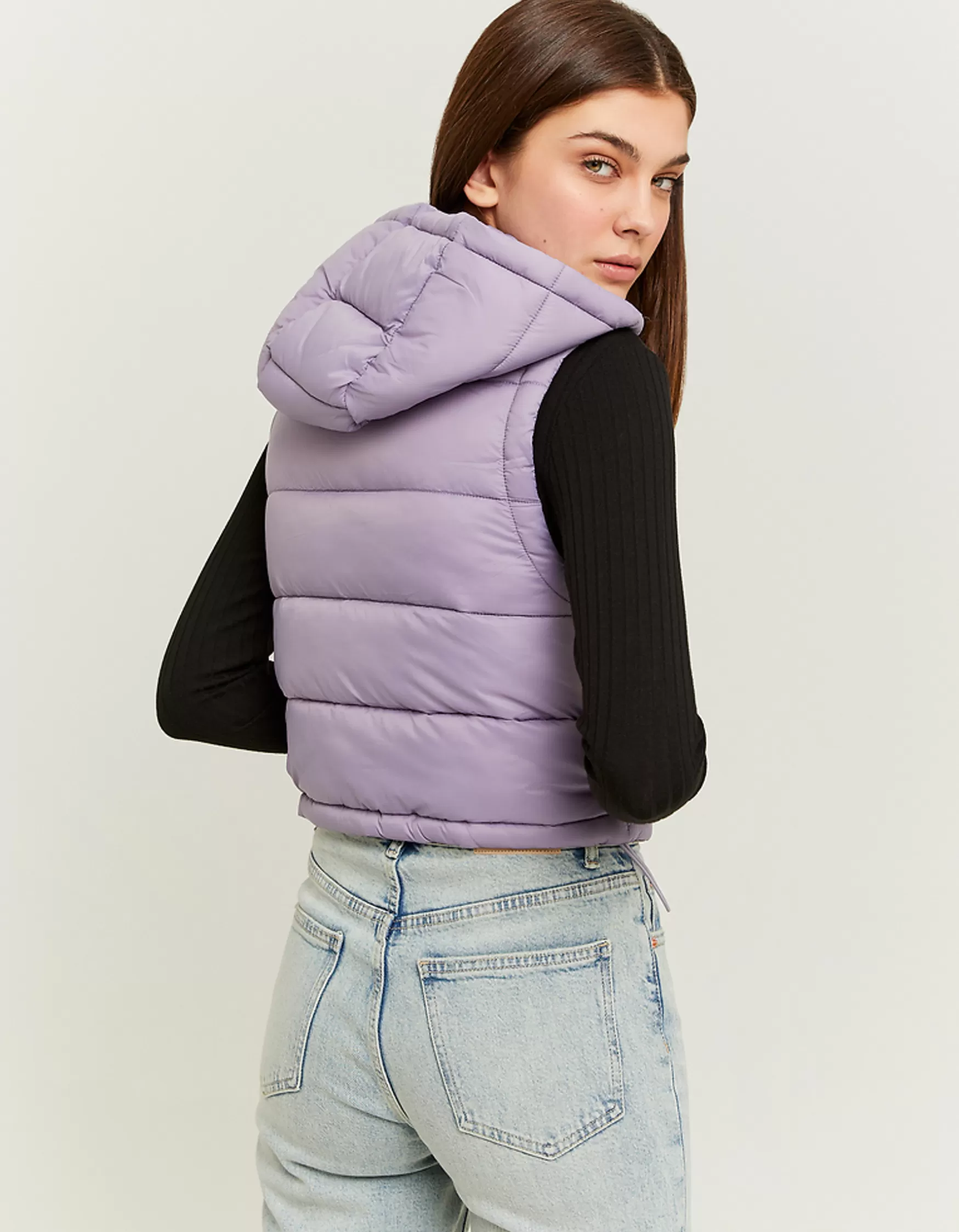 Discount Veston matelassé court beige avec capuche Vestes